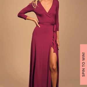 Lulu’s Garden District Berry Red Wrap Maxi Dress